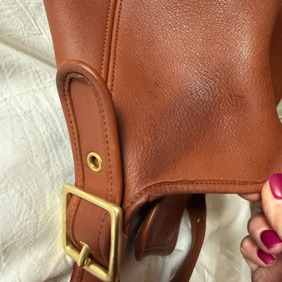 COACH BRITISH TAN LEATHER XL DUFFLE FEED SAC BUCKET BAG 9085 - Picture 7 of 17